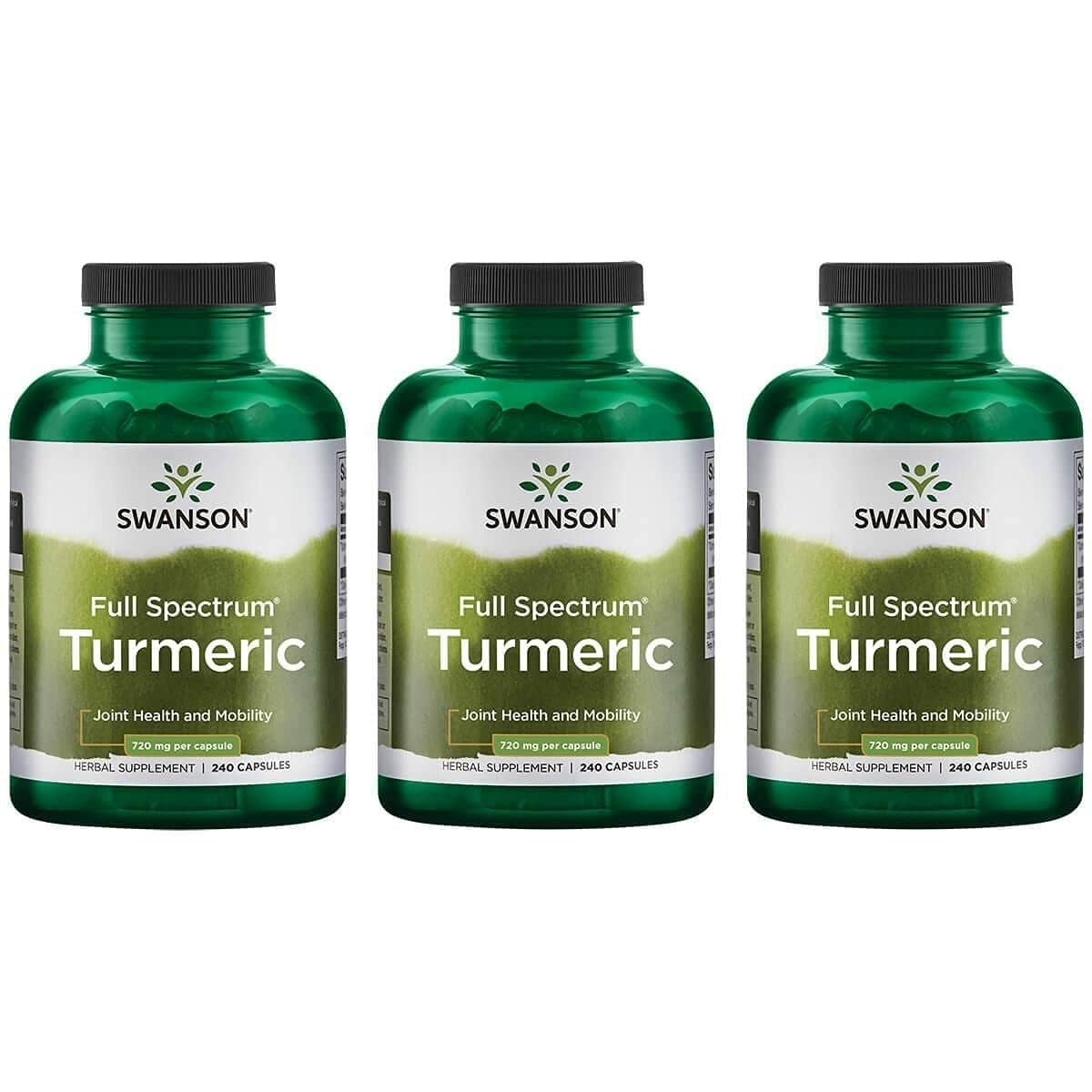 Full Spectrum Turmeric (Curcumin) - Joint Health, Digestion, Heart Health & Liver Support Supplement - Curcuma Longa Formula Promoting Memory Support - (240 Capsules) 3 Pack