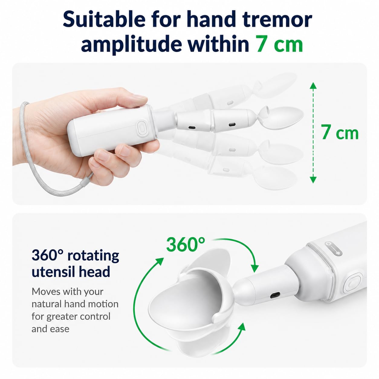 Adaptive - Set di posate intelligenti con cucchiaio e forchetta, per adulti con tremori alle mani, artrite e morbo di Parkinson