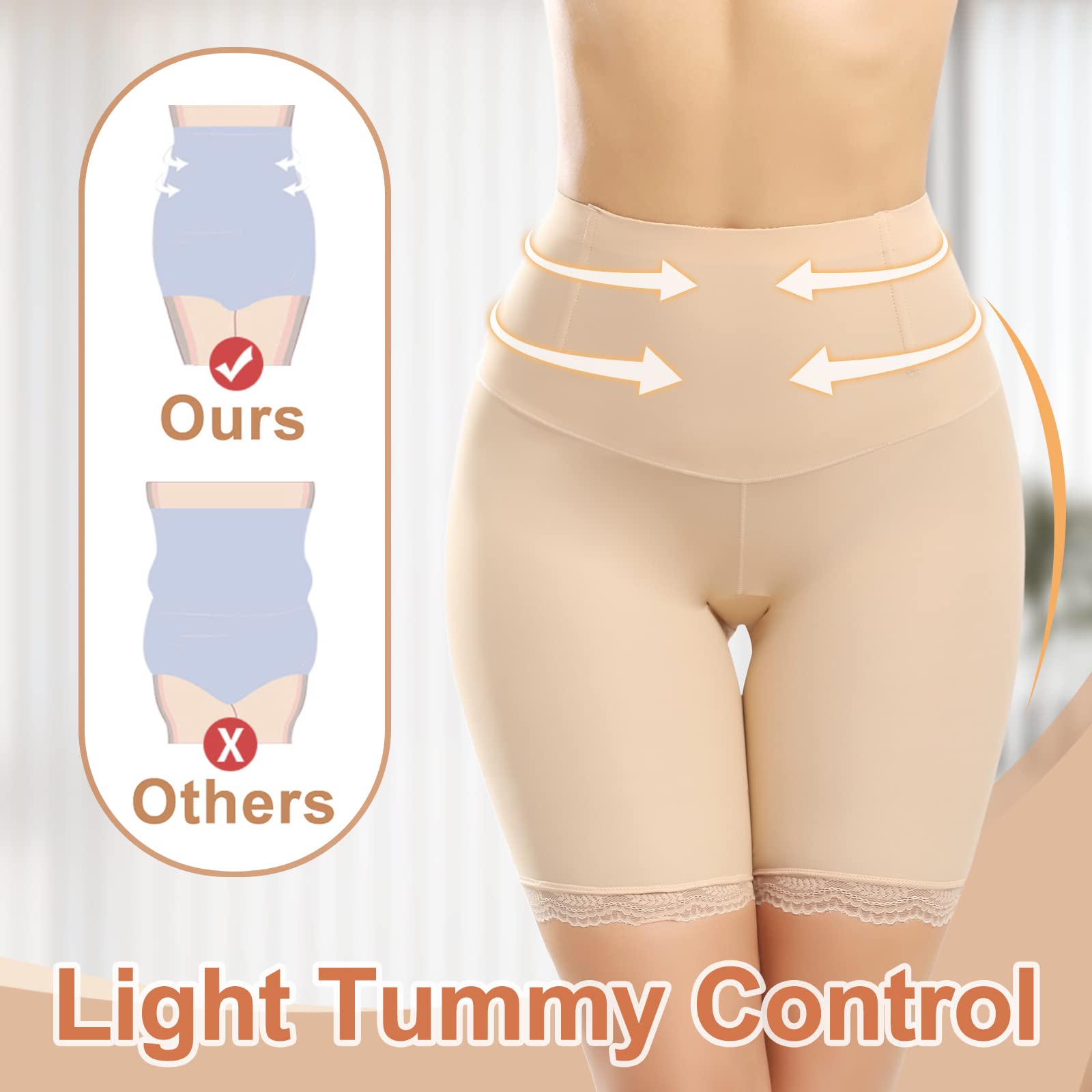 Xnova Damen Bauchweg Unterhose Miederpants Miederhose Shapewear, Anti-Chafing Spitzen Shorts Hipster Panty, Unter Rock Kurz Hose Blickdicht