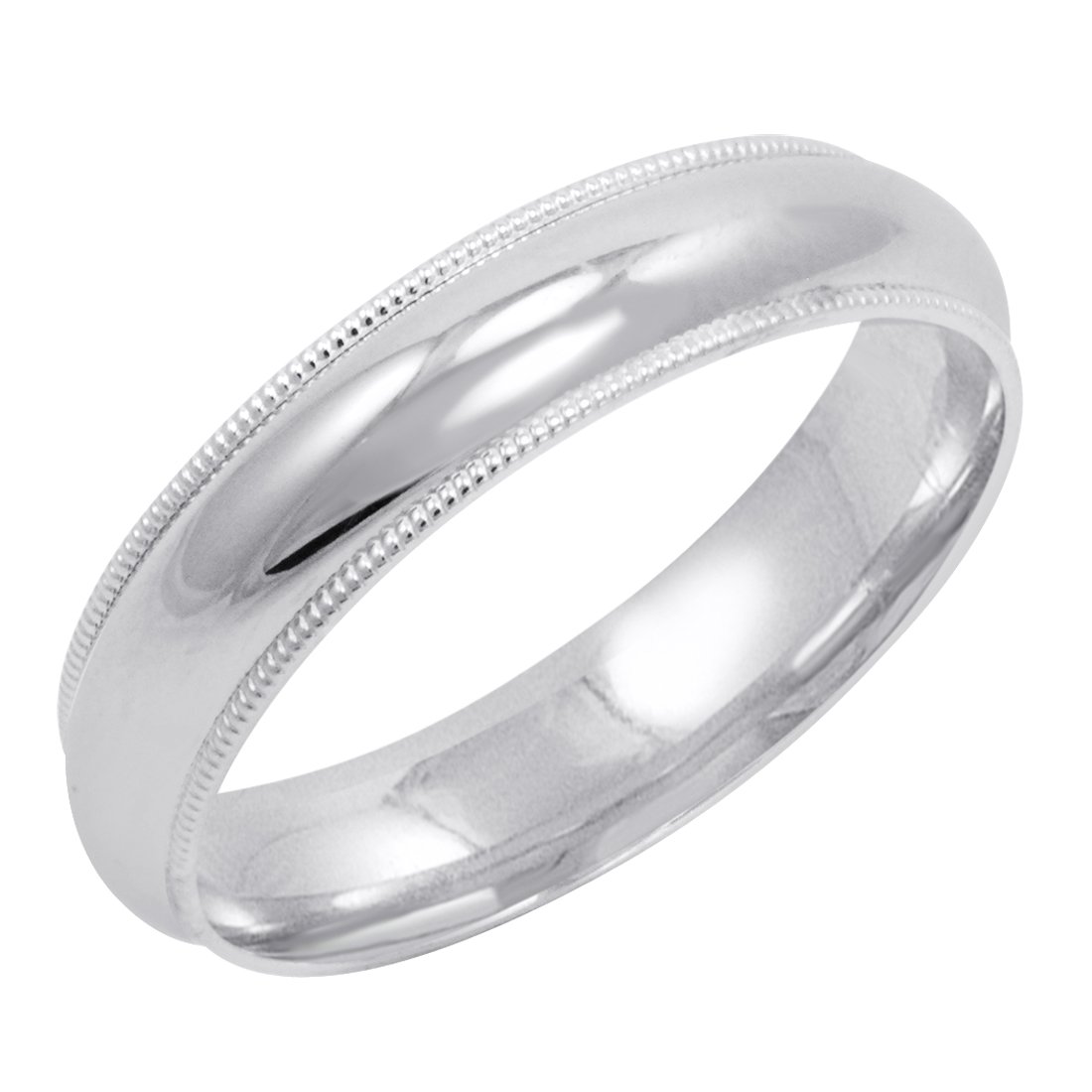 Oxford IvyMen's 10K White Gold 5mm Comfort Fit Milgrain Wedding Band (Available Ring Sizes 8-12 1/2)