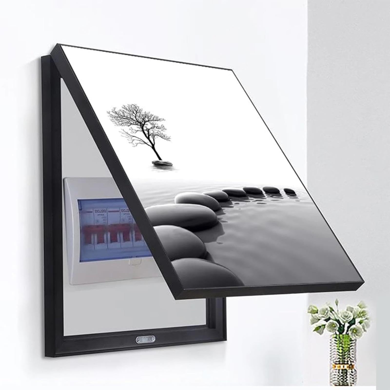 Quadro Elettrico Decorativo con Cornice Nera, Rivestimento Artistico a Parete per Contatore, Adatto a Soggiorno, Camera da Letto e Sala da Pranzo