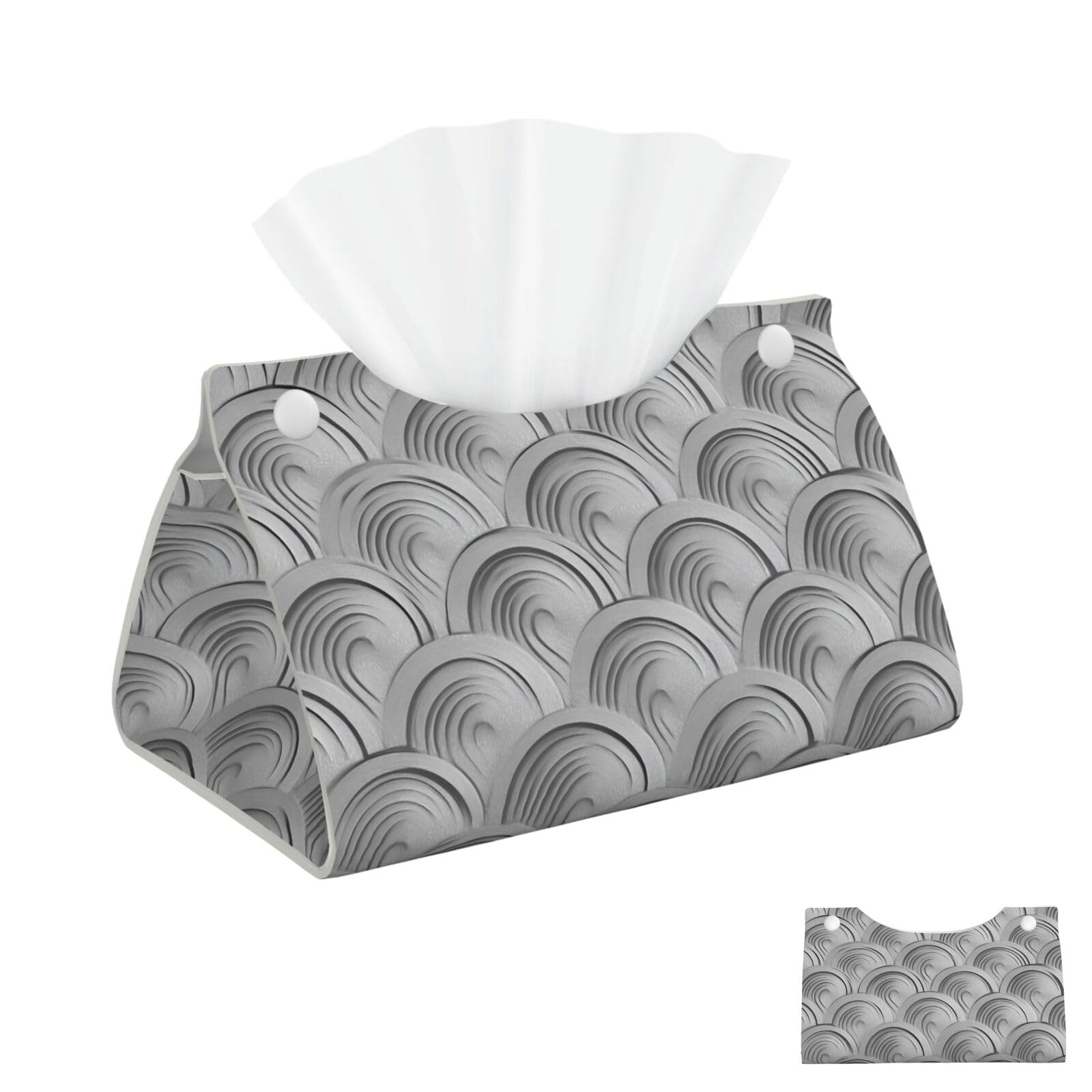 Wave Geometric Grey Silver Tissue Box Cover Square Cube Boxes