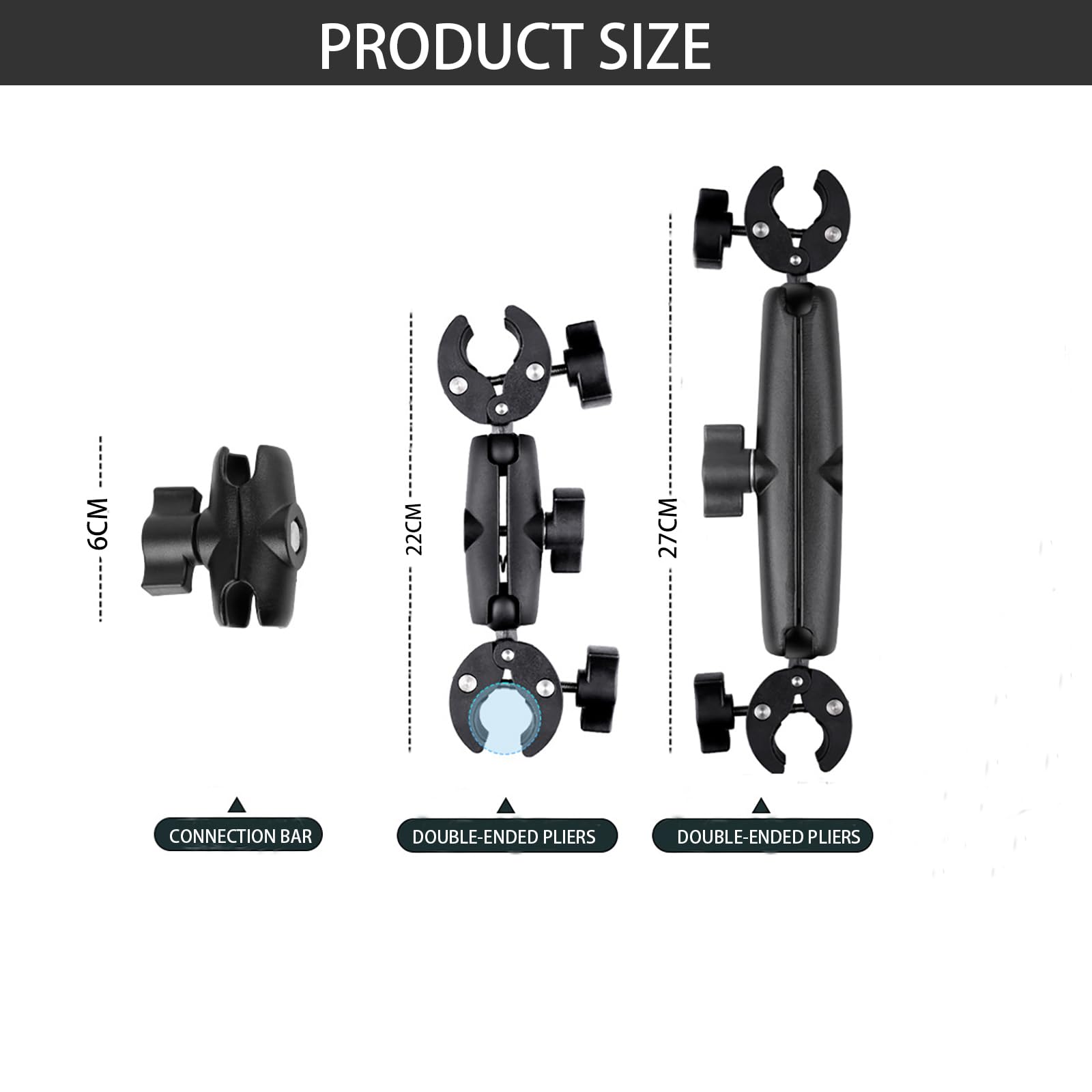 NEWFUN Support Camera, Accessoire pour insta360 x5, Kit Moto pour insta360 x4,X3,X2,Rotation à 360 degrés, Double Pince, Double Stabilité, Support Moto, Compatible avec Plusieurs Appareils