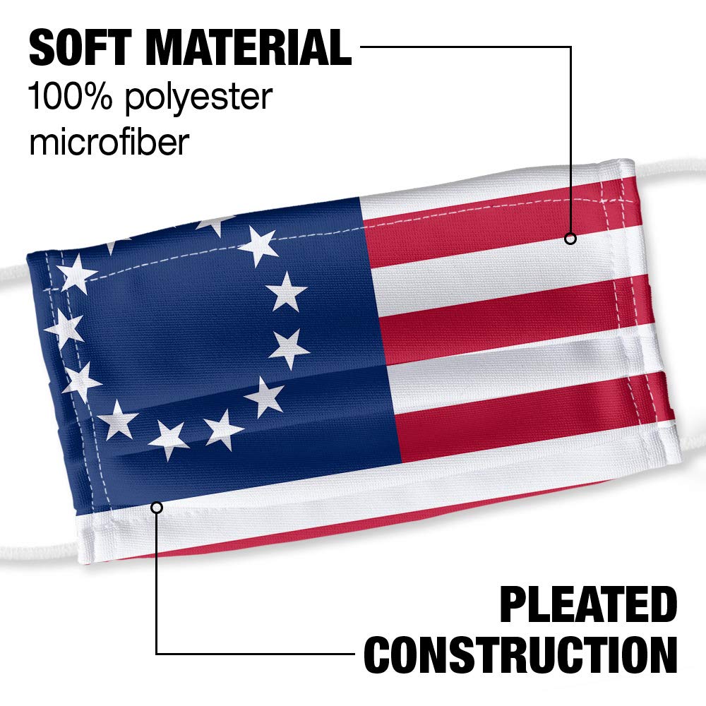 Popfunk Betsy Ross 1776 American Flag 1-Ply Reusable Face Mask Covering with Adjustable Nose Wire, Unisex