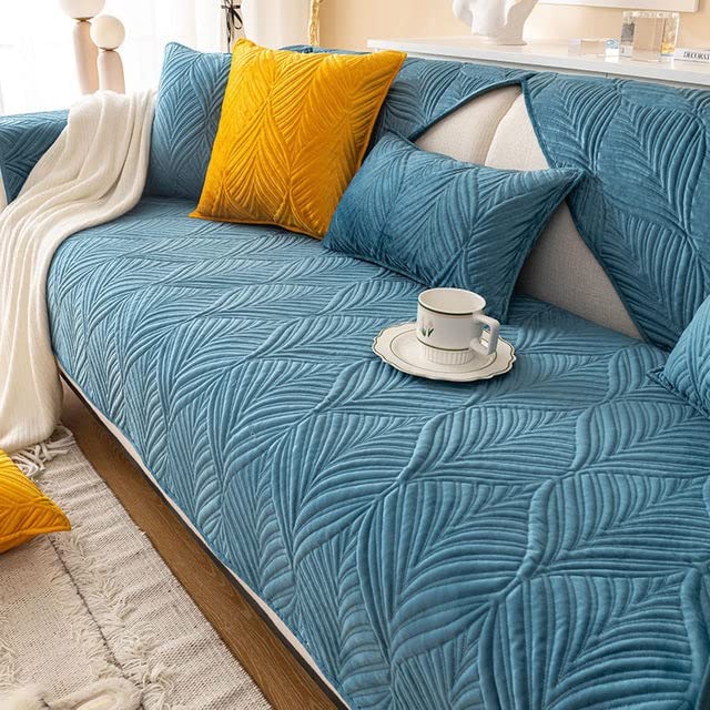 1pc Sofa Slipcover Corner 3/2/1/4 Seater Sofa Cover L Shape Couch Cover Velvet Thick Sofa Protector Anti-slip Reversible Quilted Corner Slipcovers Washable for Sectional Couch ( Color : R , Size : 110