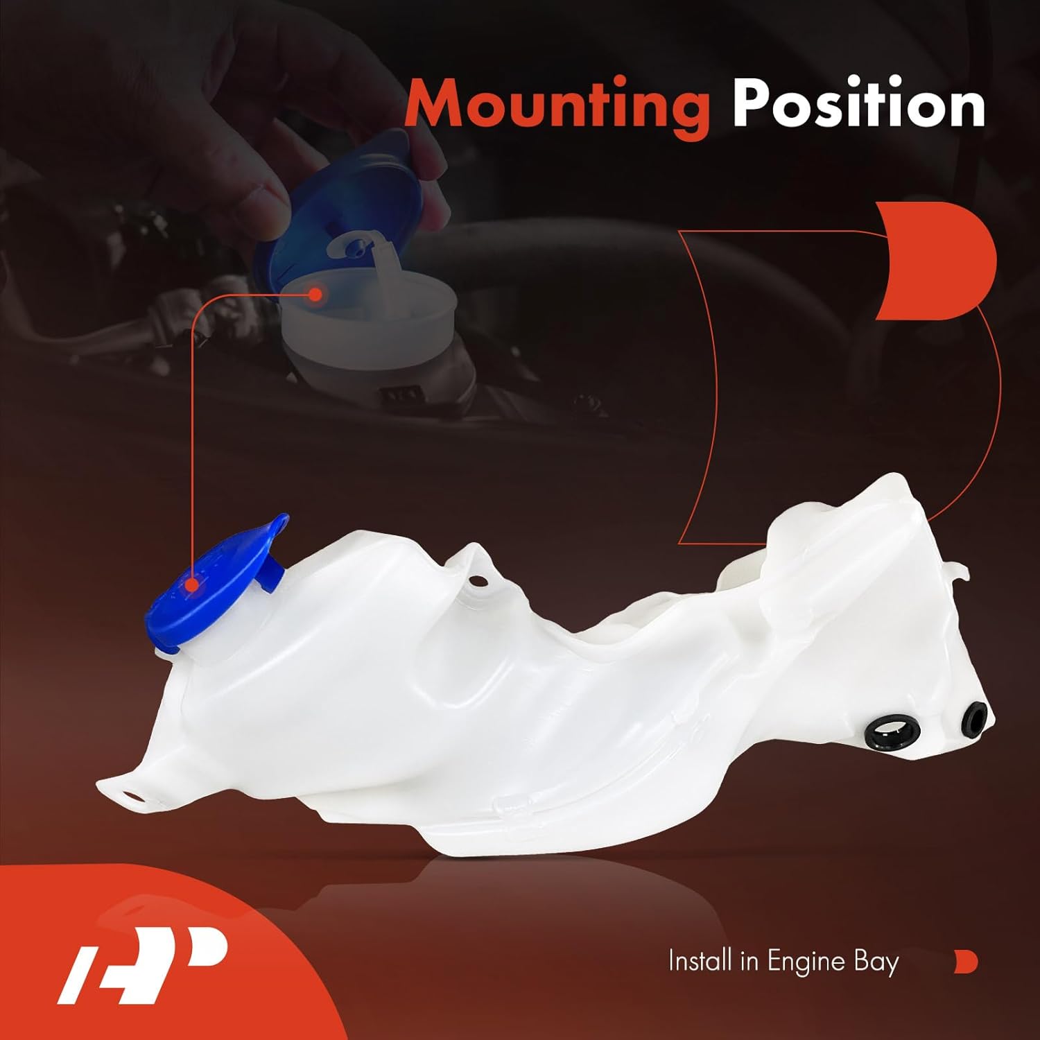 A-Premium Windshield Washer Reservoir Tank Assembly Compatible with Ford F-150 F150 2018 2019 2020 - with Cap