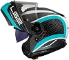 LS2 STROBE 2 Victory Mat Titanium-White-Metal Blue Helmet, ECE 22.06 P/J Certified Jaw Pop-Up Modular Helmet, KPA Shell, Built-in Solar Viewfinder, Glasses Compatible