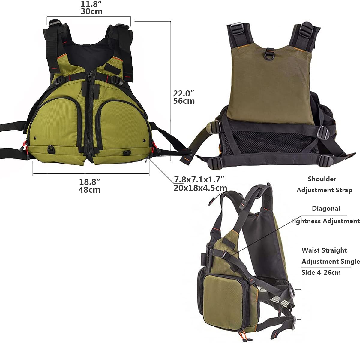 大人のための調節可能なライフジャケット、ホイッスル付きのプロの安全のための夏の多機能ライフジャケット、ライフジャケットマルチポケット