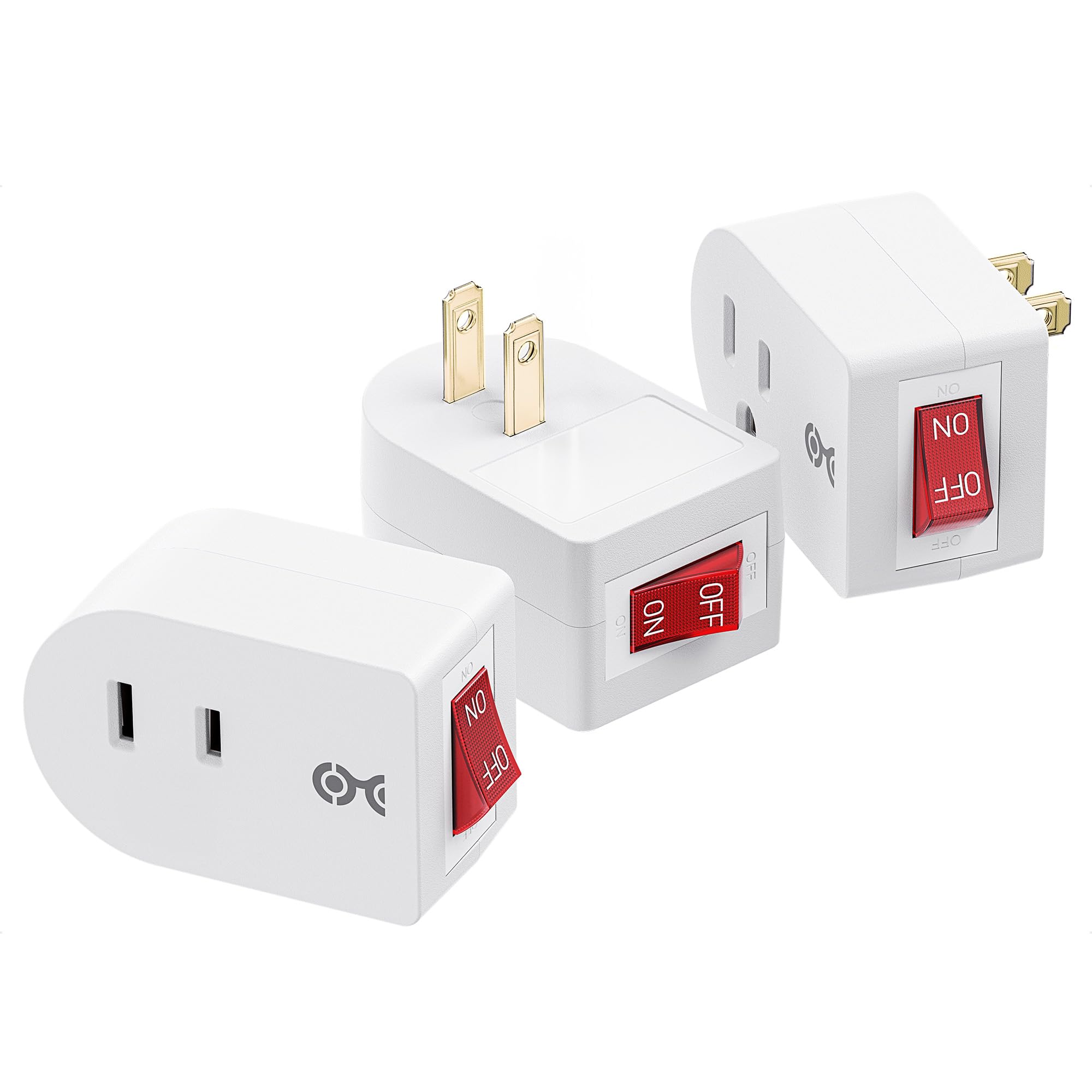 Cable Matters 3-Pack 2 Prong Outlet Switch ON Off, Plug-in Switch for Outlet, White