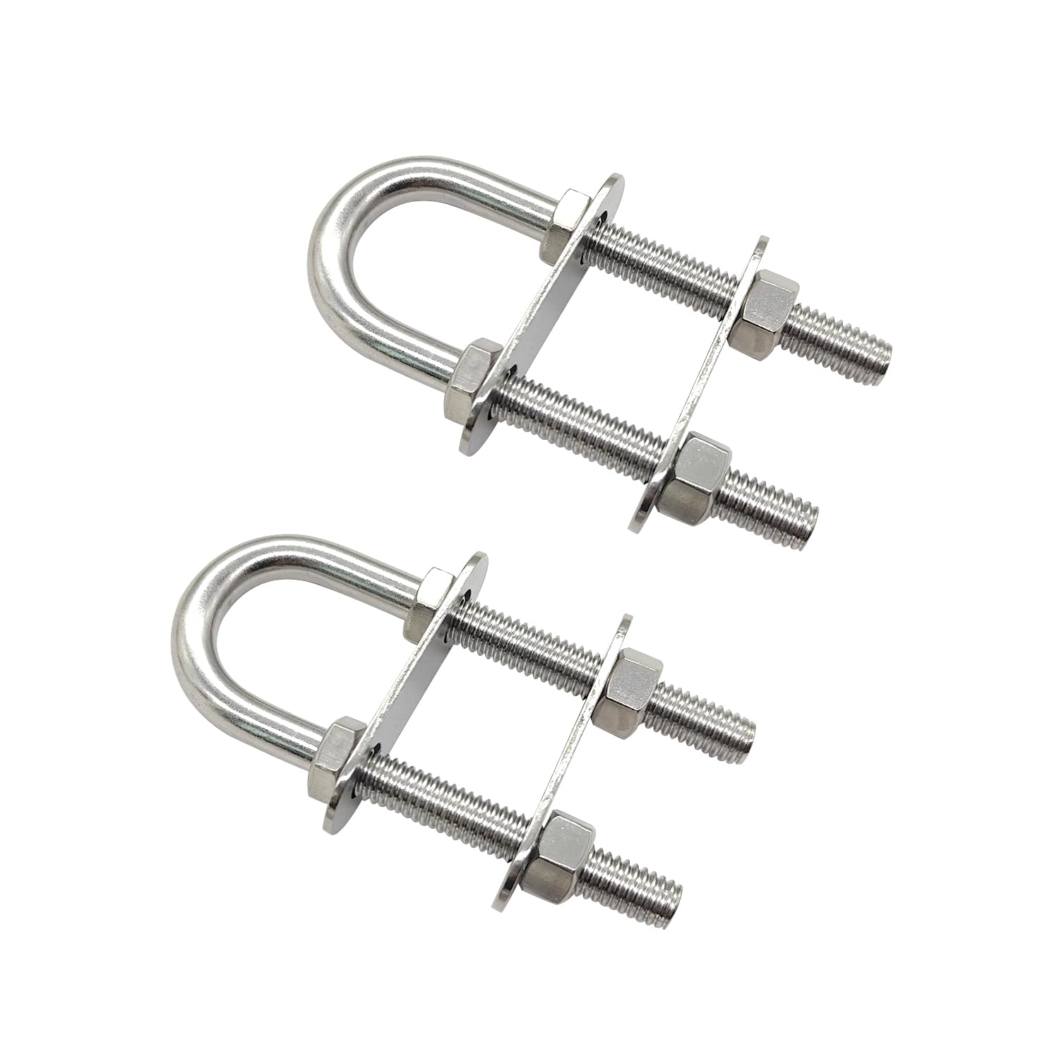 Marine Boat Stern Eye Tie Down U Bolt 3/8" Dia 2-1/2" Thread Length 2 Pack