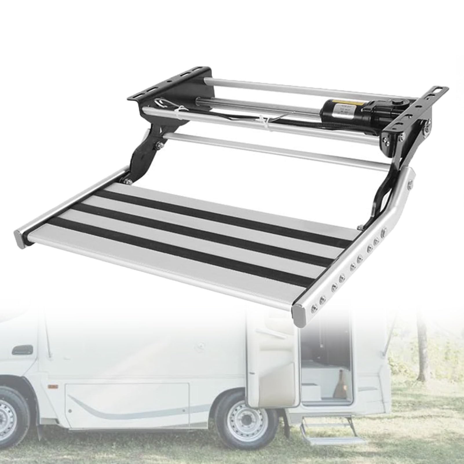 Pfps Electric Retractable RV Steps, Folding RV Step with LED Light, 400 LBS Load Capacity, Non-Slip Design for Camper Van Travel Trailer Caravan 12V-Single