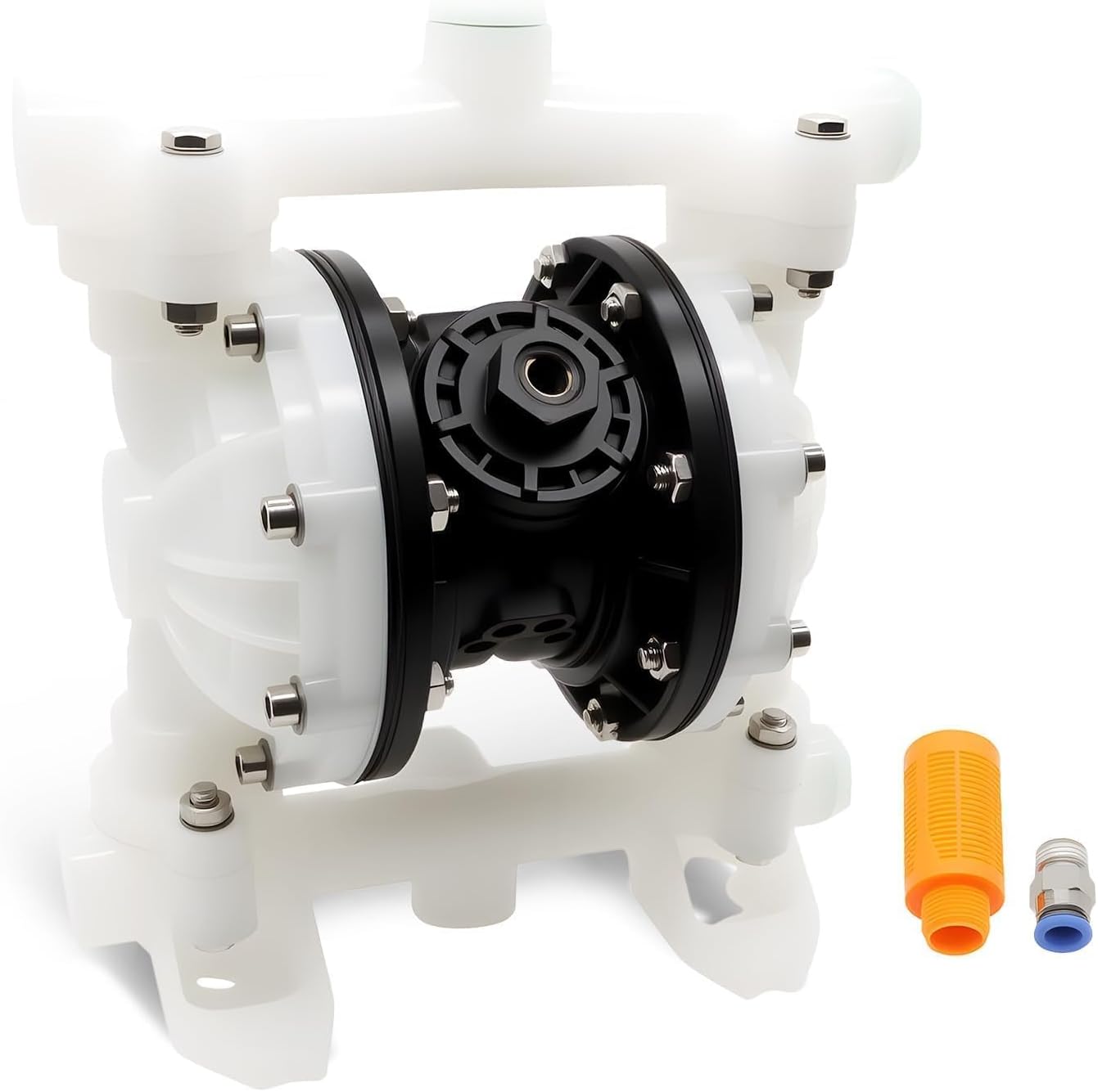 Nakkaa Pneumatic Double Diaphragm Pump PTFE 22GPM Transfer Pump 1" In/Out Max 120PSI, Used to Transport Various Low Viscosity Liquids Such as Hydraulic Fluid, diesel, coating,etc