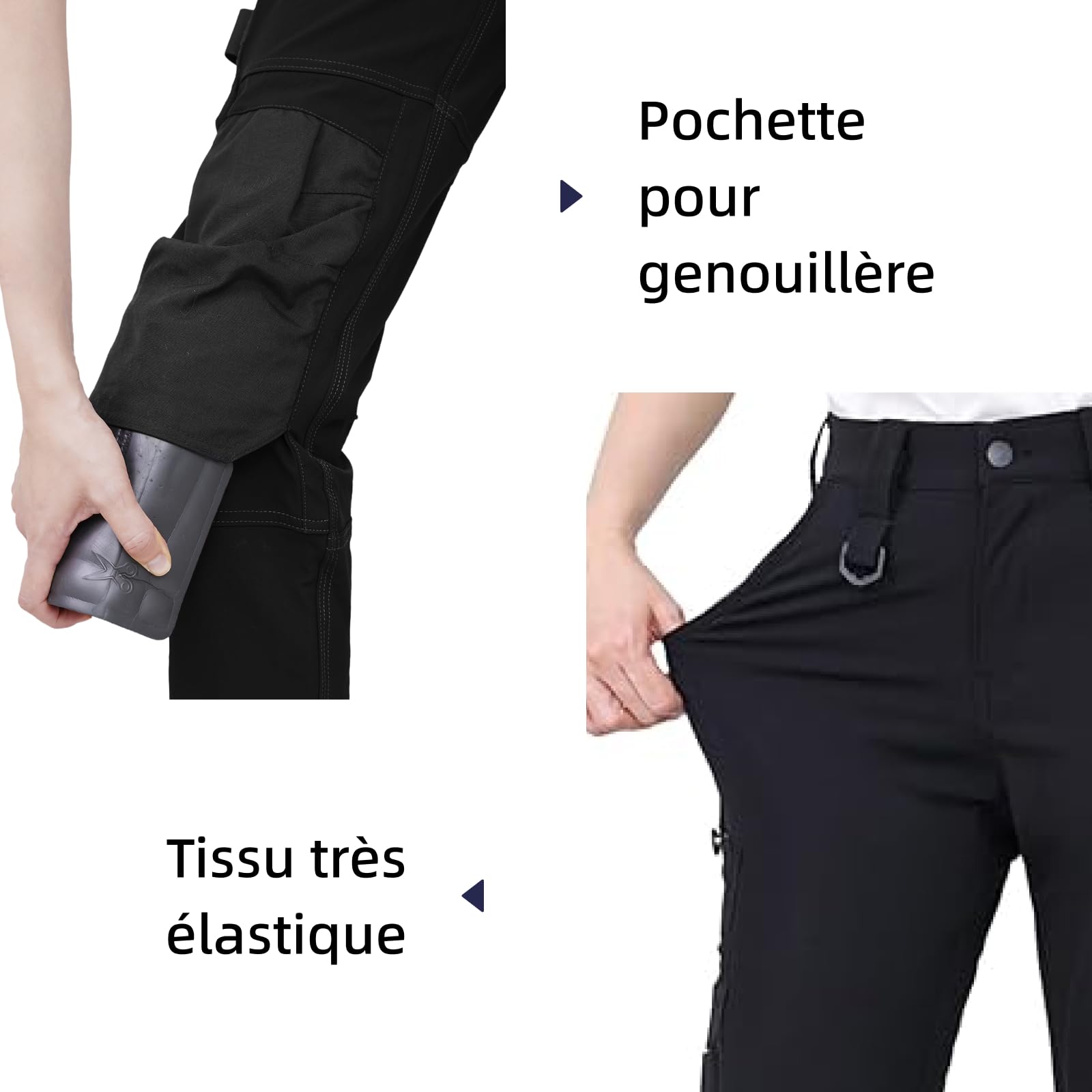 WORK IDEA Pantalon de Travail Femme Slim-Fit Stretch : Zones critiques renforcées en Cordura — élégance Robuste pour Divers Besoins Professionnels.