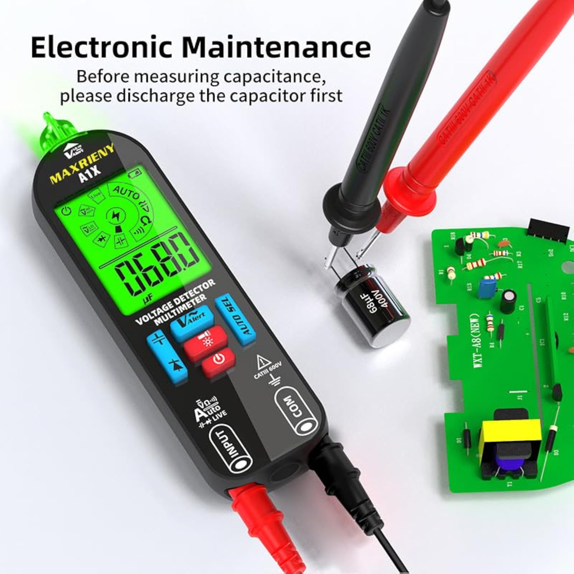Digital Multimeter Rechargeable Electrical Tester with NCV and Alarms