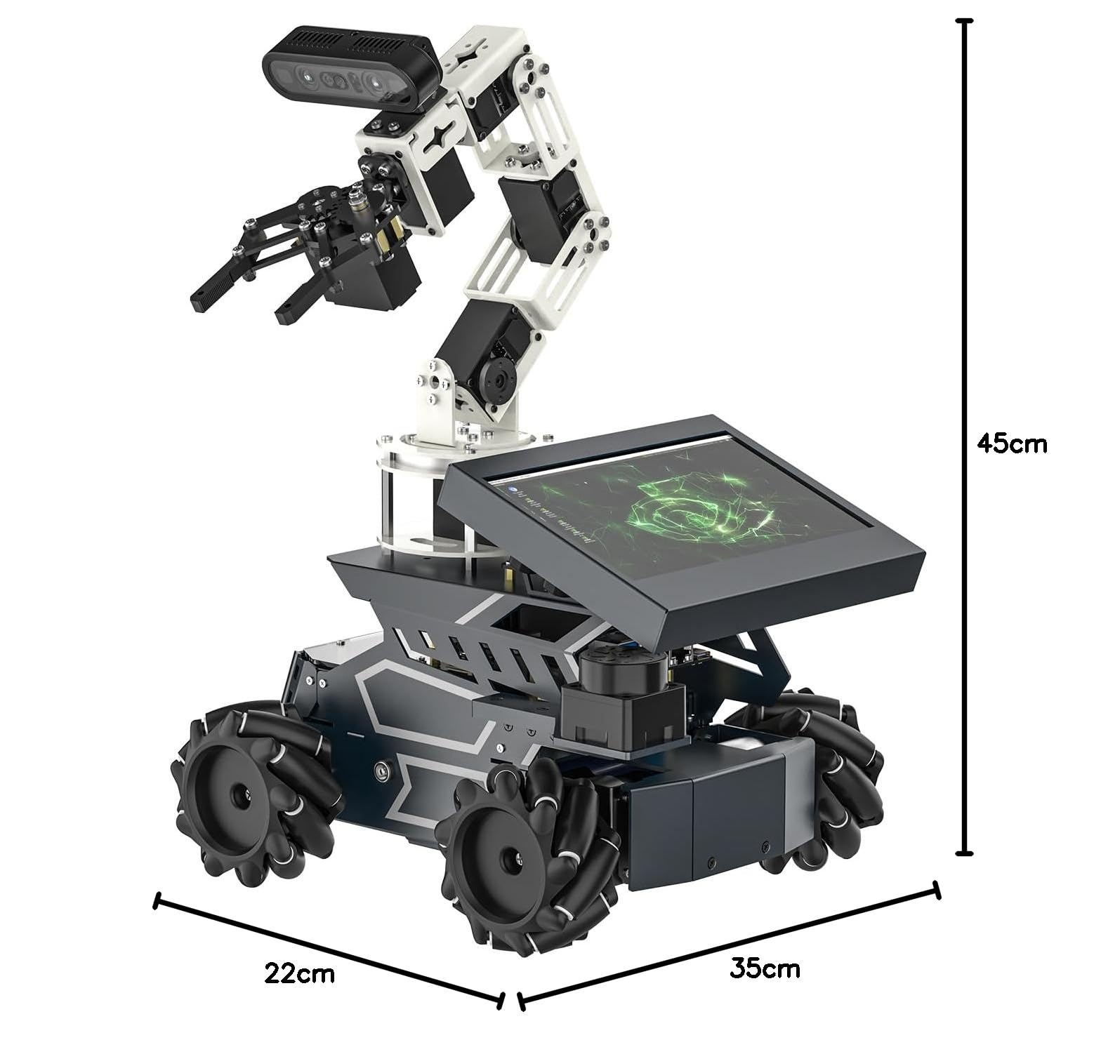 Yahboom ROS2 AI Voice-Controlled Robot Car, Equipped with Depth Camera and Robotic Arm Capable of 3D Grasping Objects,includes Touch Screen, Robotics Programming Project（with DP Ver Orin NX 16GB）