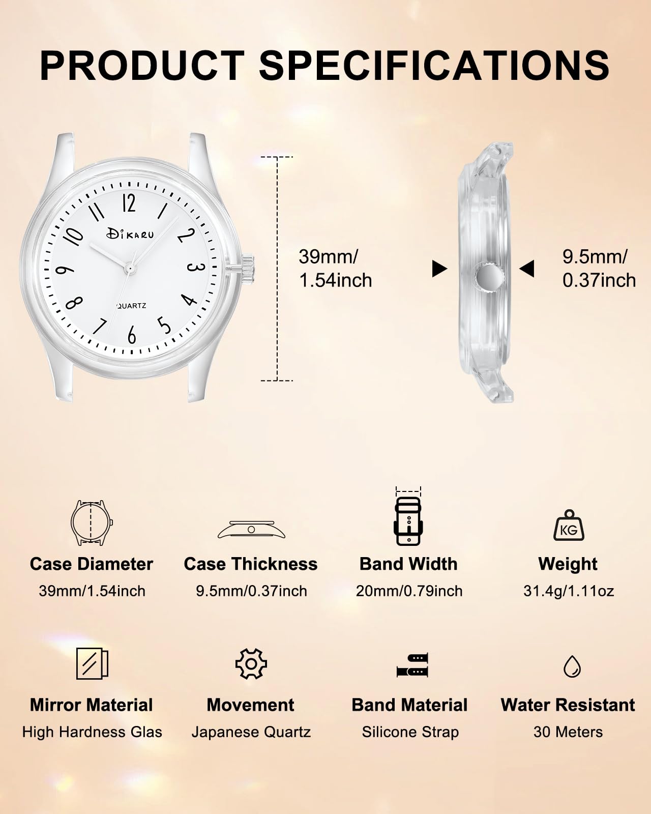 CIVO Montre Silicone Femme Etanche: Simple Grand Cadran Facile à Lire Analogique - Légère Montre Quartz Décontracté Usage Quotidien - Idée Cadeau pour Adolescente Étudiante Filles
