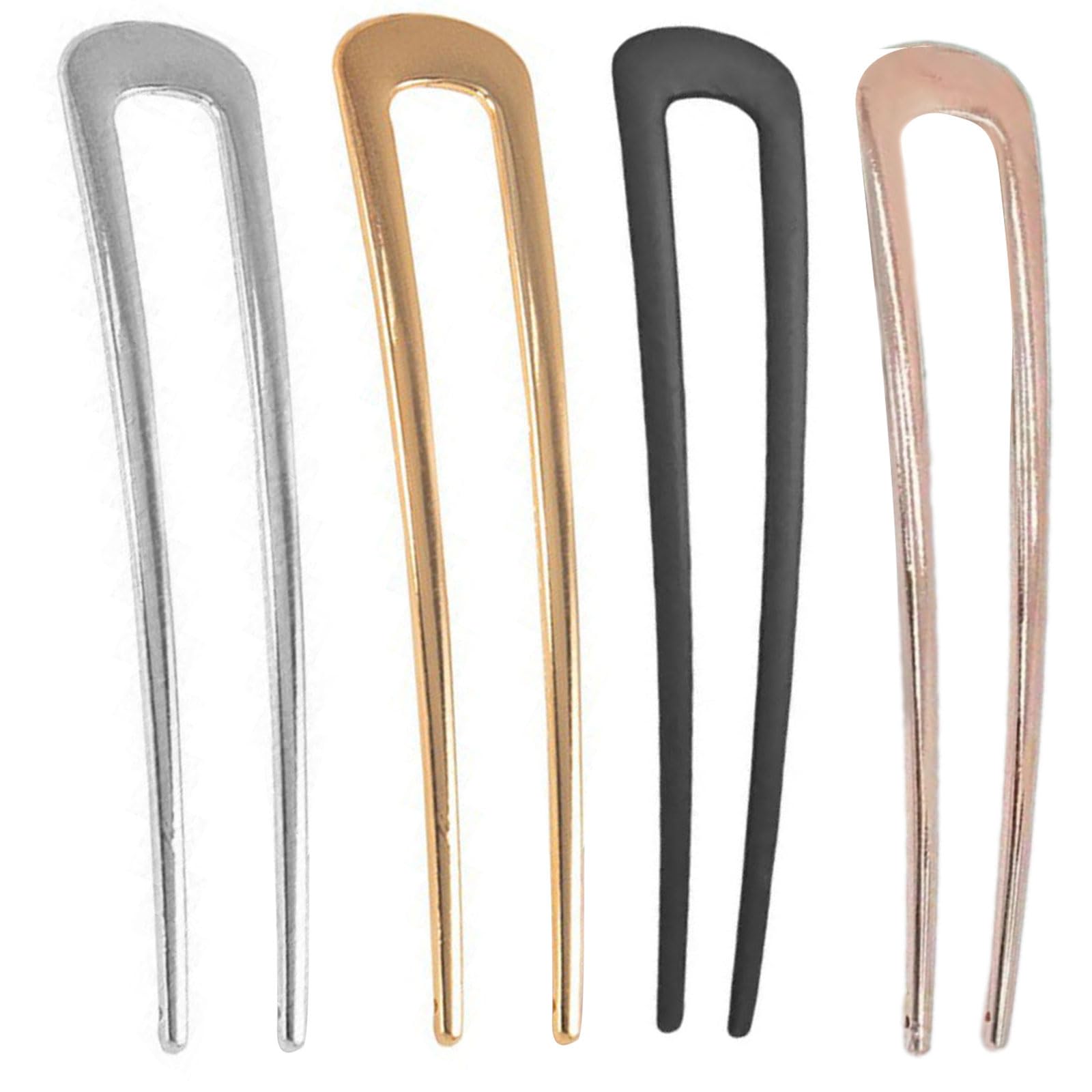 YUXITA 4Pcs U Shaped Alloy Hairpins For Long Hair Bun NonSlip Design Lightweight Metal Barrettes Wedding Party Hair Accessories