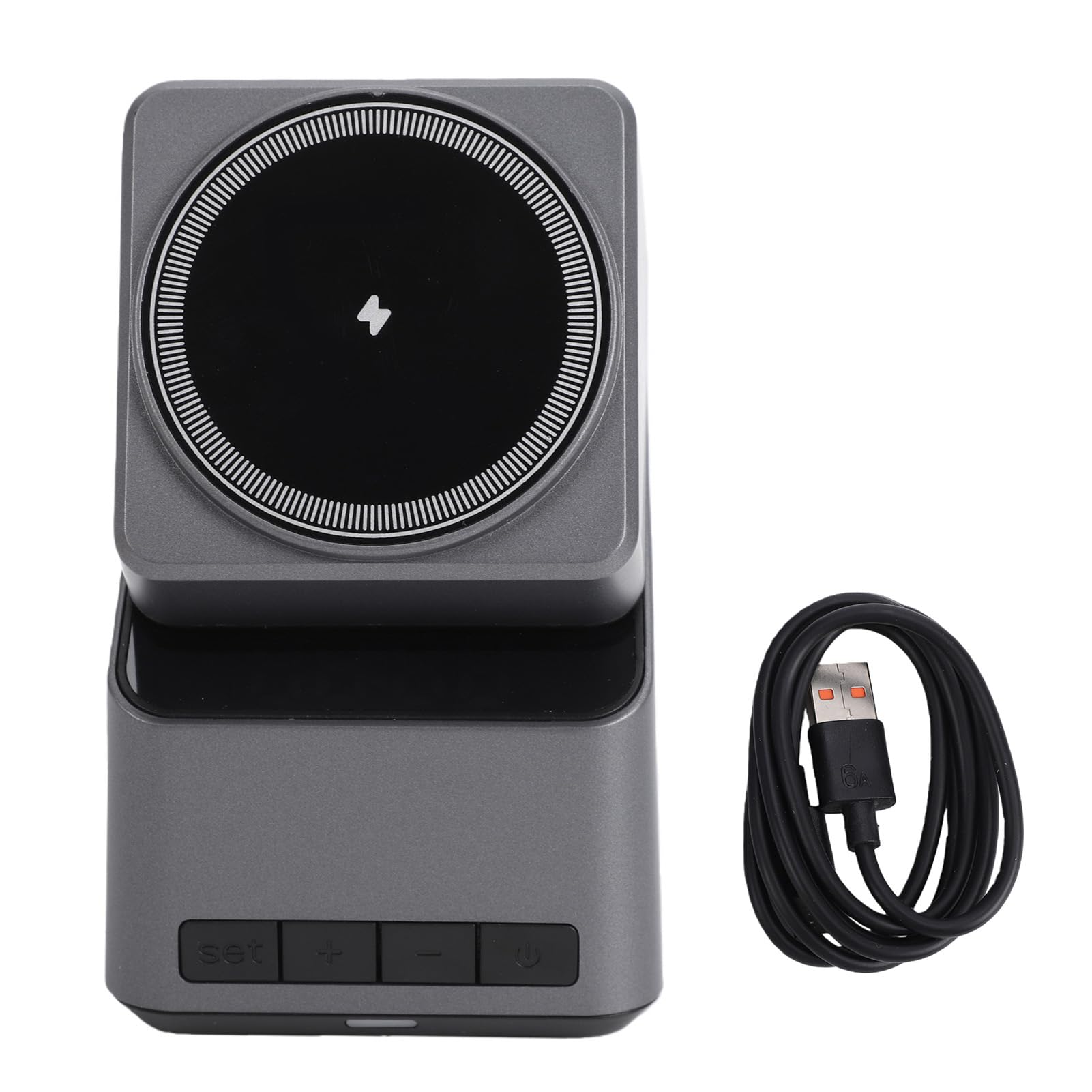 Fabater Stazione di Ricarica Wireless 4 in 1 per Telefono, Smartwatch, Auricolari, Supporto Magnetico per Caricabatterie con Rotazione di 180 Gradi e Display Orologio
