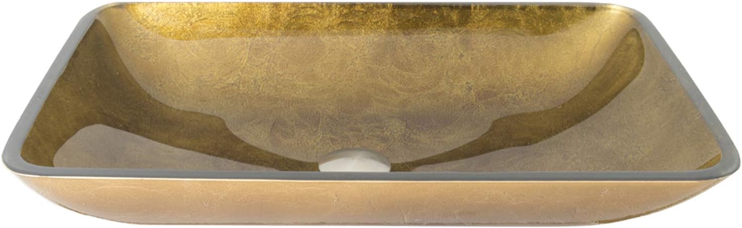 Vigo VG07506 Rectangular Copper Glass Vessel Bathroom Sink