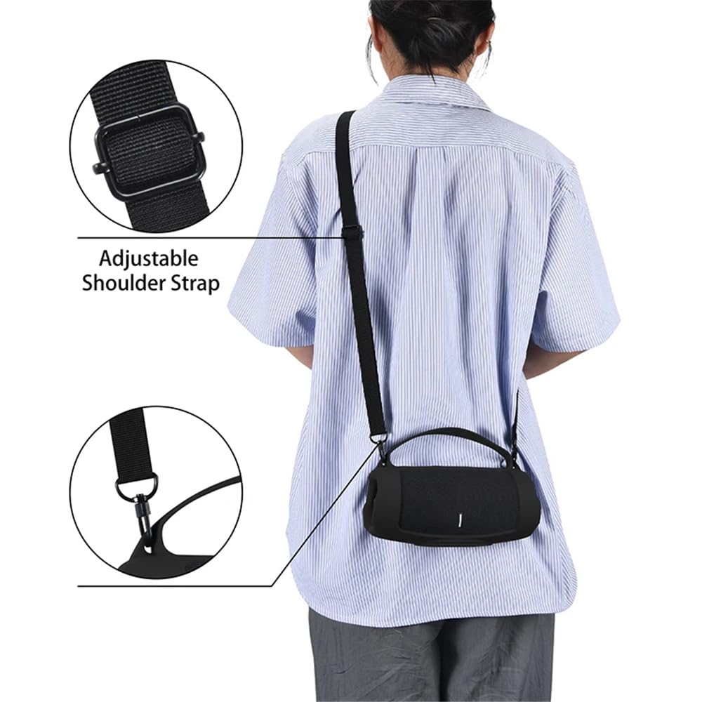 Hzycwgone Custodia in silicone per altoparlante wireless portatile JBL Charge 5 Wi-Fi, accessori per borsa a tracolla (nero