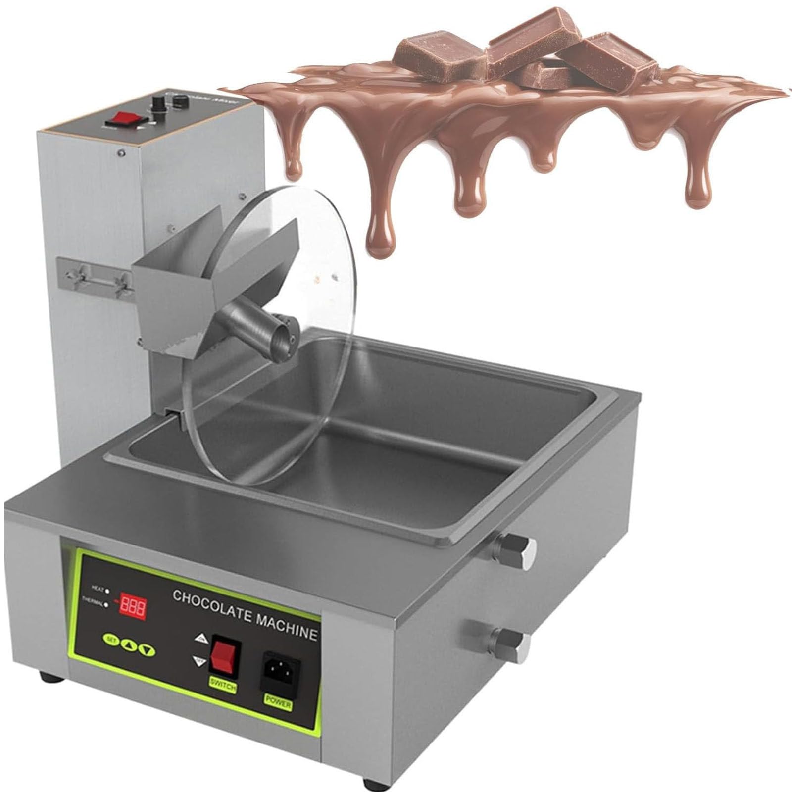 Miscelatore della ruota del cioccolato dell'acciaio inossidabile con il forno di fusione, controlli facili da usare, temperatura regolabile per immersione, stampaggio e rivestimento risultati