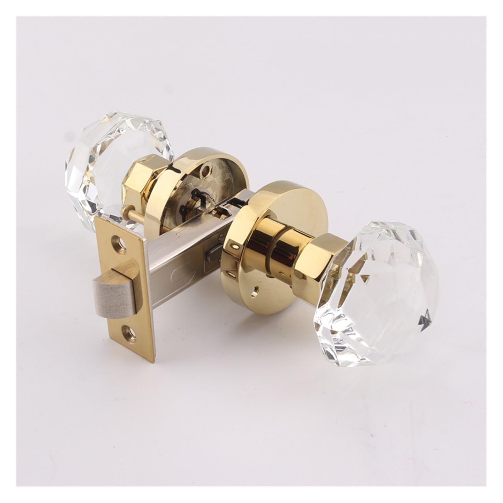 NYRXRYTCA Crystal Glass Ball Lock Golden Light Luxury American Door Lock Wooden Door Bathroom Bathroom Lock Indoor Silent Room Door Lock(113Golden Bathroom Lock)