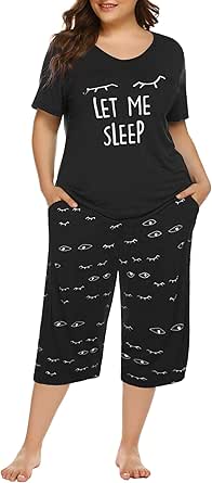 Tongmingyun Plus Size Pajamas Capris Pants Set Striped for Women Sleep Shirts Loungewear Sleepwear 3X 4X 5X