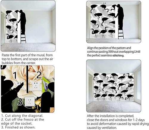 Miniatura 4 de YANFENQI Papel para Pared Decorativo Flamingo Shiplap Papel de contacto Decoración de pared Papel versátil para varios espacios (Ancho) 118" X (H)