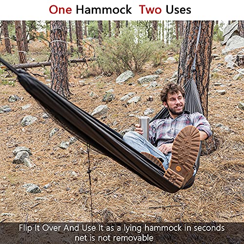 Image of Sunyear Hammock Camping with Net /Netting, Portable Camping Hammock Double Tree Hammock Outdoor Indoor Backpacking Travel & Survival, 2 Tree Straps (16+1 Loops Each, 20Ft Total)