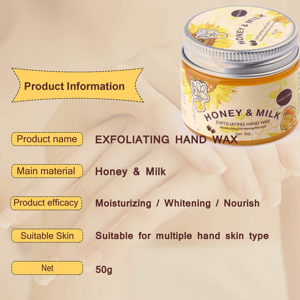 Leche, miel, cera para manos, cuidado de manos, mascarilla nutritiva para manos, hidratante y exfoliante, la cera para manos blanqueadora es adecuada para mejorar la piel de las manos