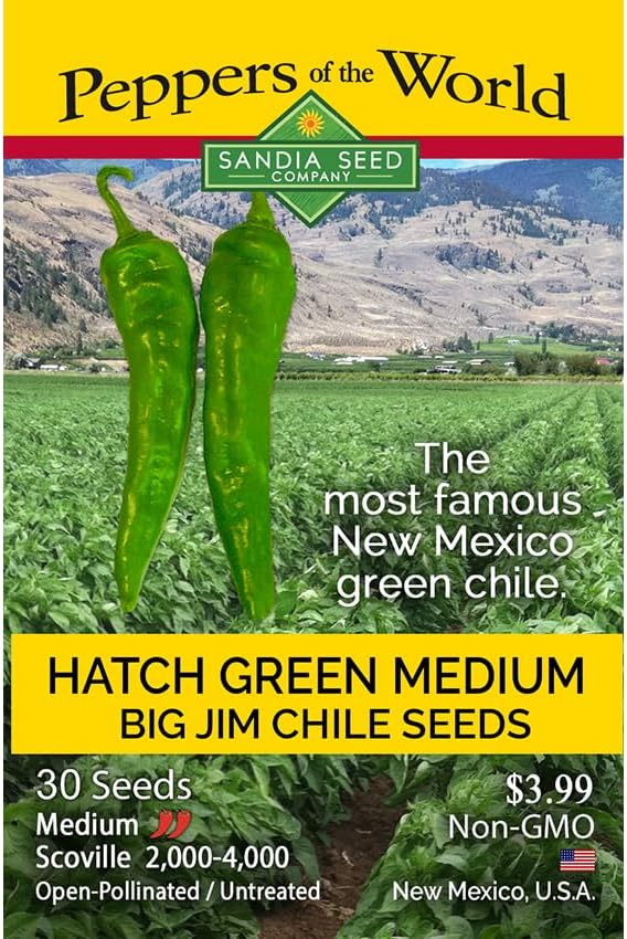 Hatch Green Medium Big Jim Chile Seeds from New Mexico - 30 Non-GMO Seeds