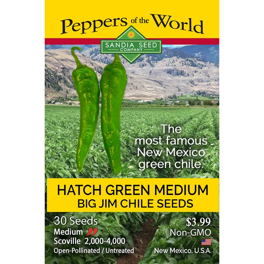Hatch Green Medium Big Jim Chile Seeds from New Mexico - 30 Non-GMO Seeds