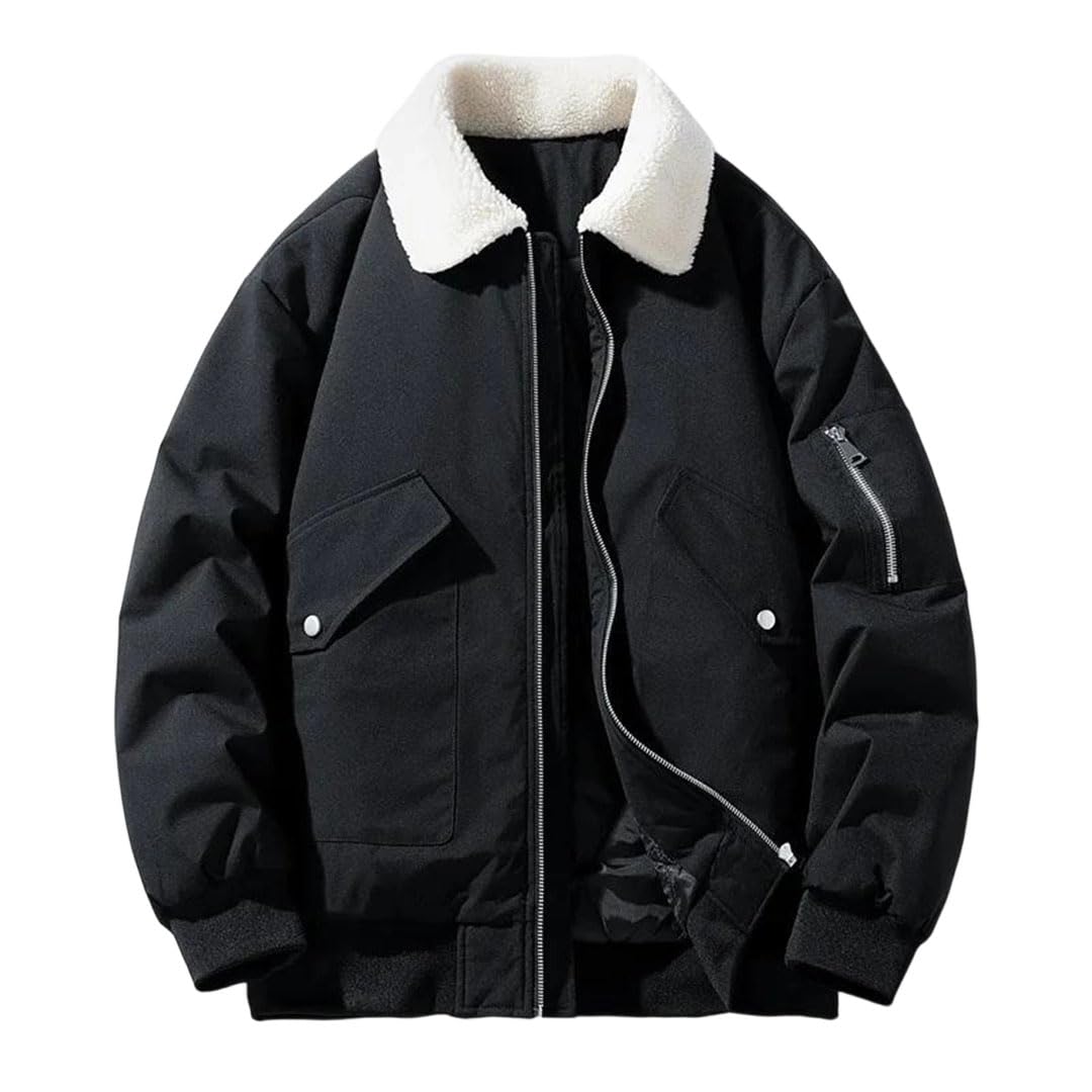 Veste d'hiver homme coton chaude et ample polaire zippée col