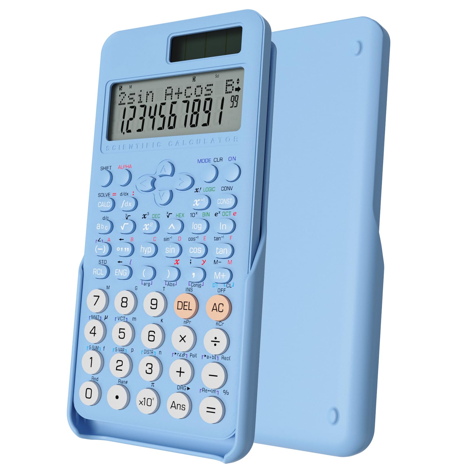NEWYES Advanced Scientific Calculator for Exam, 401 Functions | 2 Line Display, Slide-on Cover, Ideal for Secondary School College Students Maths Science Study (Blue)