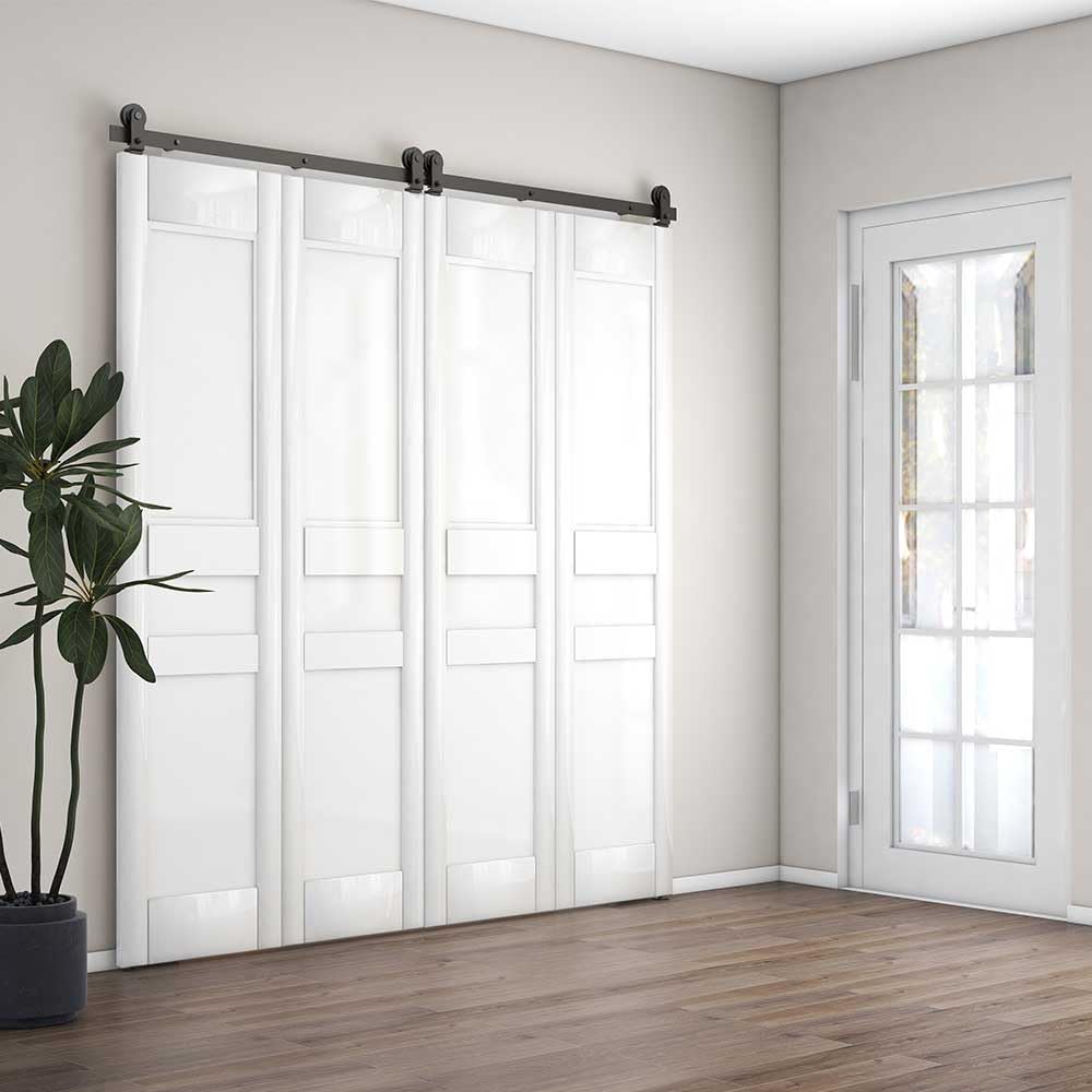 CCJH 6FT/183CM Plegables Herraje para Puerta Corredera Kit de Accesorios para Puertas Correderas de Graneros Estilo de libro T Shaped