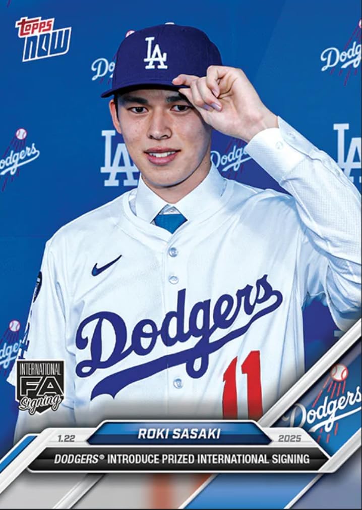 2025 Topps Now Roki Sasaki #OS16 Prized International Signing Introduced Los Angeles Dodgers Rookie RC Baseball Card
