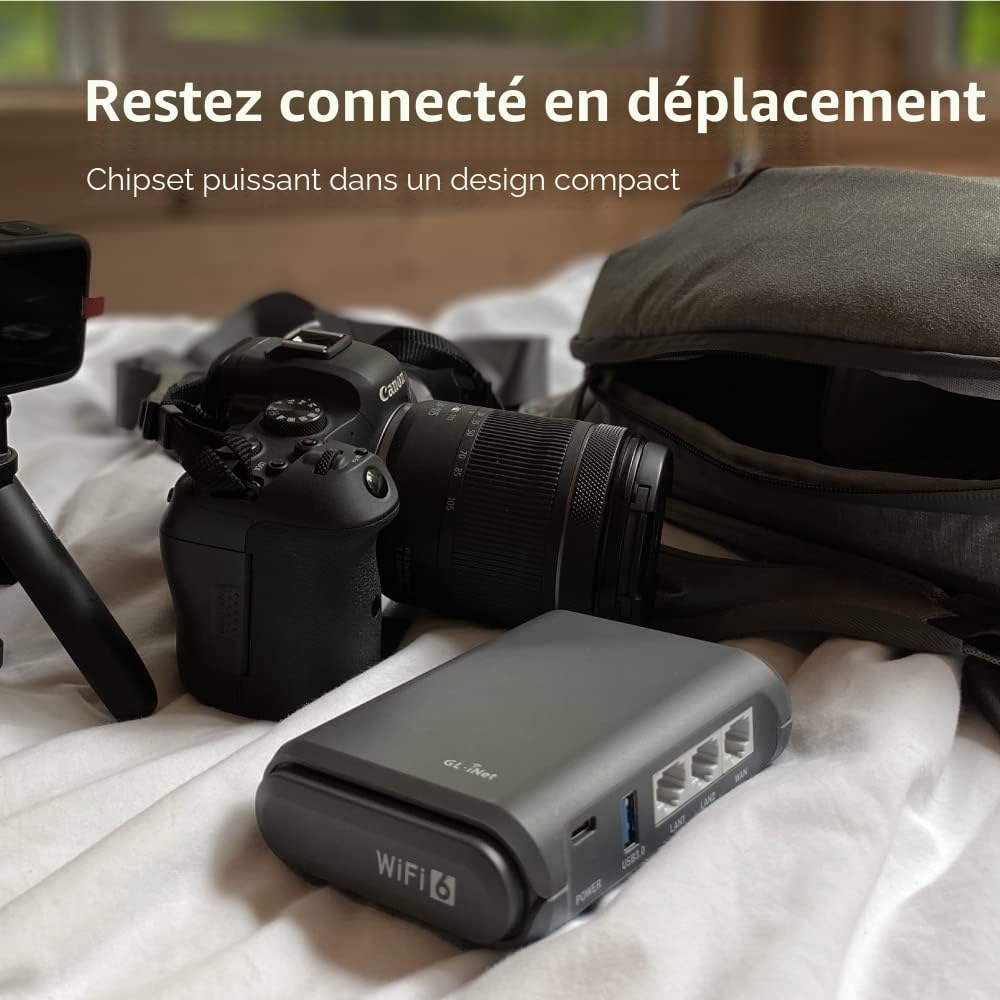 GL.iNet AXT1800 Slate AX Routeur WiFi 6 AX1800 Mbps Bi-Bande, 3 Ports Gigabit, VPN, WPA3