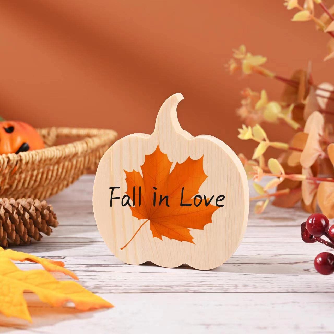 16 Pack Unfinished Wood Pumpkin Cutouts - DIY Wooden Ornaments For Fall, Thanksgiving & Christmas Crafting - View #5
