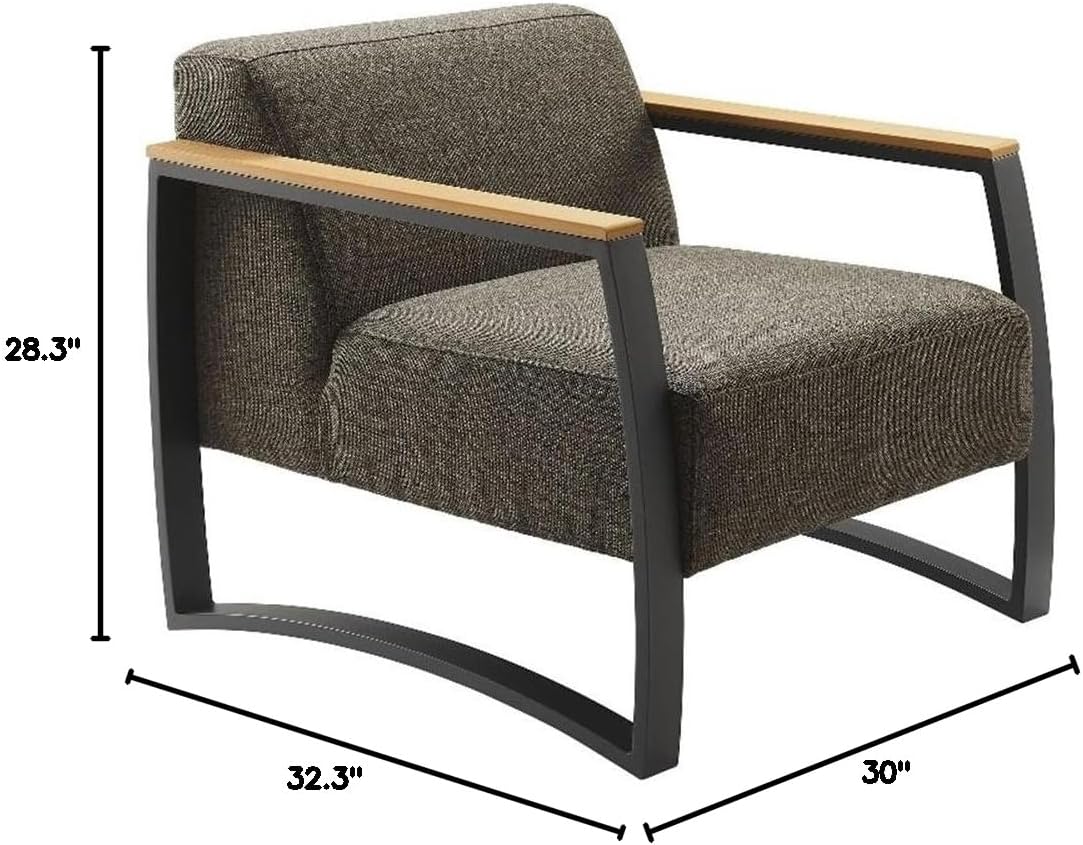 Modway Sauve Outdoor Patio Aluminum Armchair in Charcoal Smoke