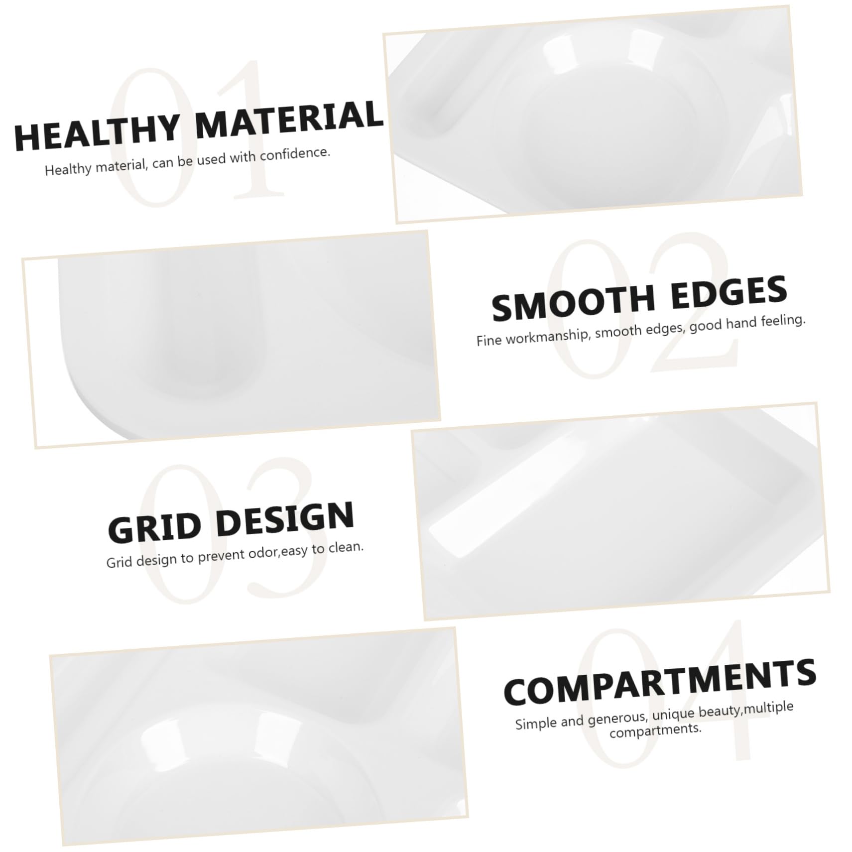 PRETYZOOM 14'' White Dinnerware Portion Plate Dining Hall Food Separator Easy Clean