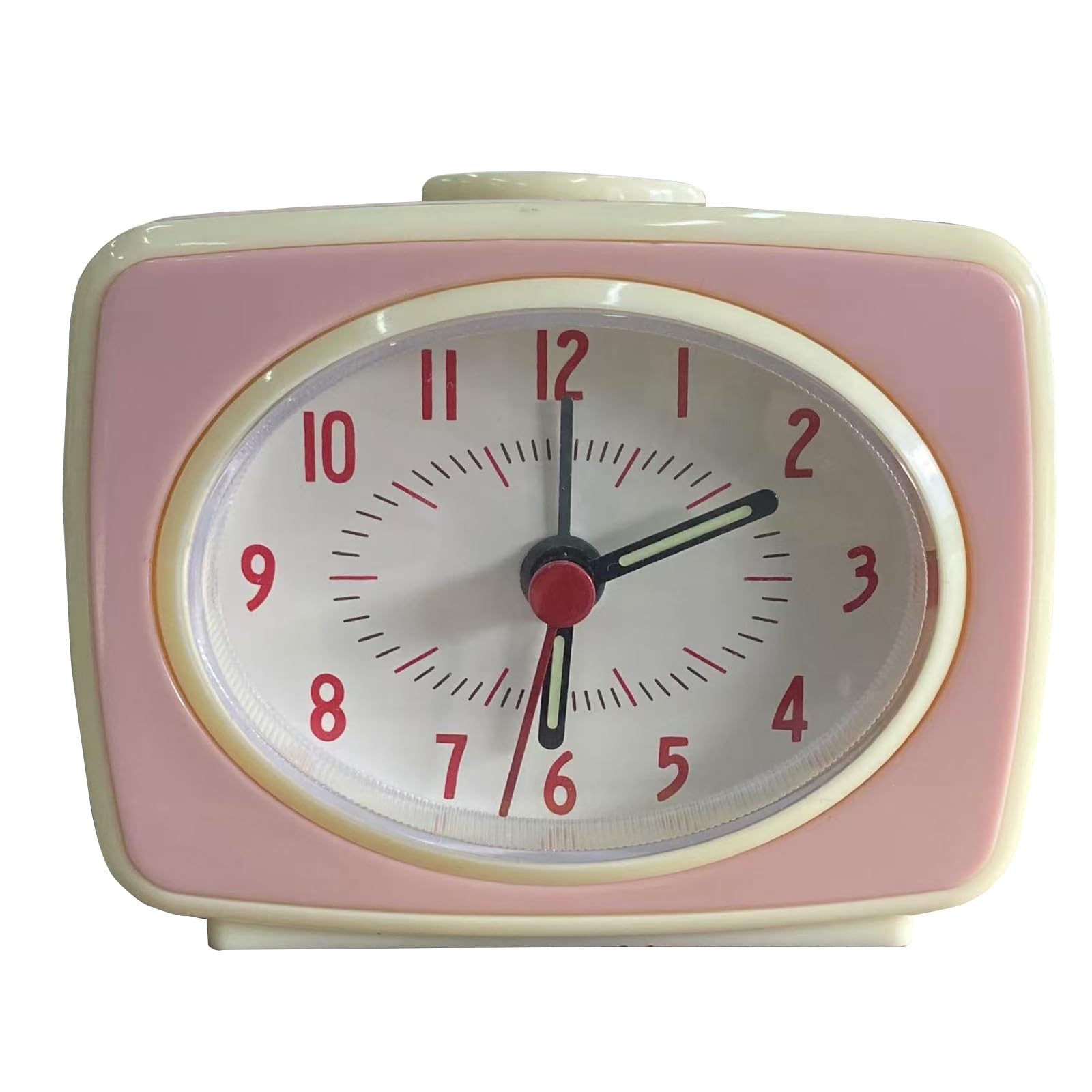 Felvoro Alarm Clock Pink Small Silent Movement Vintage Classic Style Battery Powered Small Alarm Clock