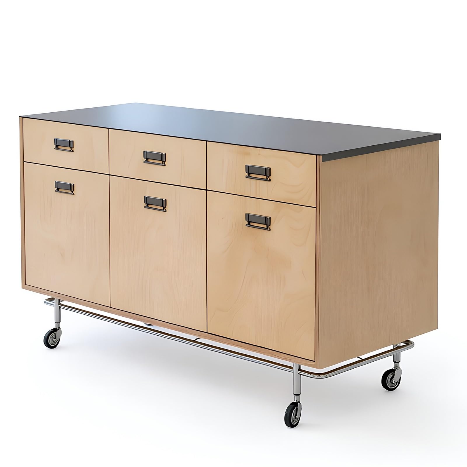 Carrello for cucina con isola, bancone in acciaio inox e 6 ruote portaoggetti anta cassetto Organizer Carrello Scaffale