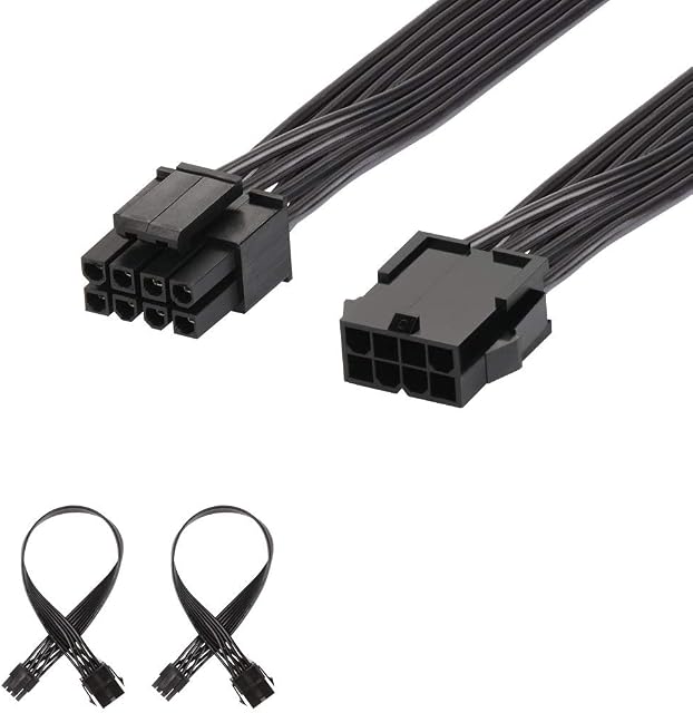 J&D EPS 8 Pin Power Extension Cable (2 Pack), 12 inch