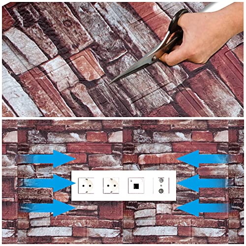 20 Pcs Orange Foam Brick 3D Wallpaper Sticker, Self Adhesive Film Brick Peel And Stick Wall Panels For Home, Bedroom, Living Room, Kitchen Brick Wall Backdrop Waterproof Dirt-Proof Decoration #TOP5