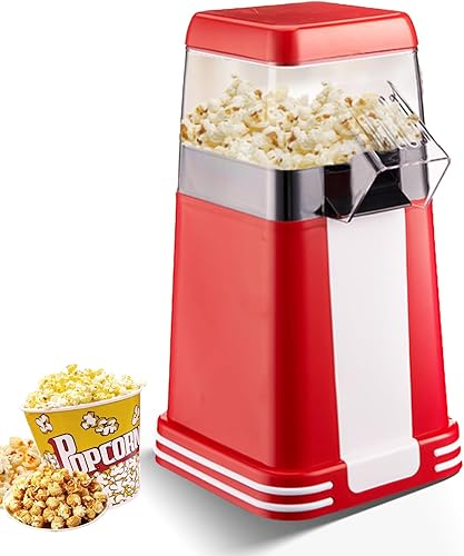 Máquina de palomitas de maíz de aire caliente, máquina de palomitas de maíz, 1200 W, sin aceite, rápida y fácil de usar, hace deliciosas palomitas