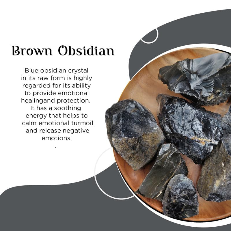 Image of Brown Obsidian Crystal Raw for Meditation & Reiki (200 Gm) | Natural Gemstone for Protection & Grounding | Decorative Crystal Showpieces for Vastu Home Decor & Office Desk Decoration (2-4 Pcs)