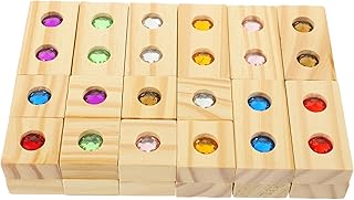 Toyvian 1 Conjunto De Blocos De Madeira Do Arco-Íris Blocos De Construção De Madeira Crianças Blocos De Construção De Madeira Brinquedo Desktop Madeira Acrílico Criança