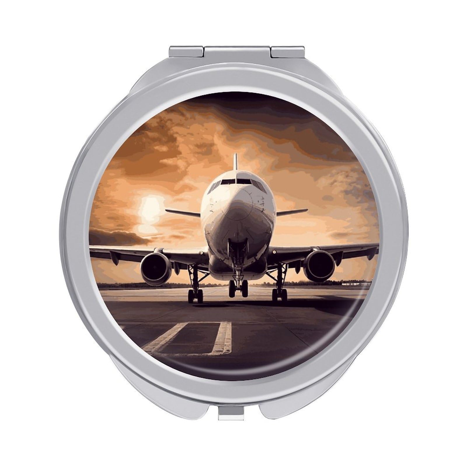 VstaDank Airplane Compact Mirror for Purses Round Fashion Travel Makeup Mirror 2X /1x Magnifying Double Sides Mini Mirrors Portable Pocket Mirrors for Handbag Purse Women Gift