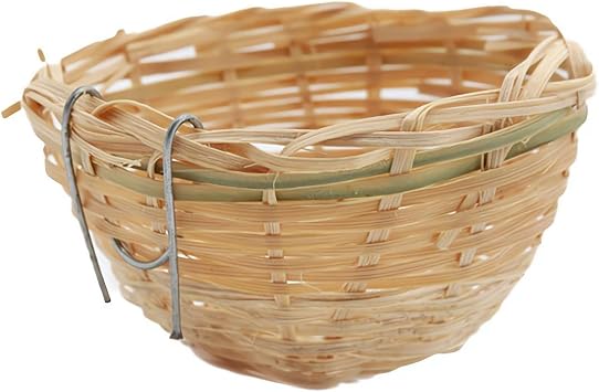 Bird Nest,Bamboo Wicker Woven Canary Nest Pans,Small Bird Nest Boxes Cage,Hanging Bird Bedding Nesting Cage Accessories for Dove Pigeon Parrot Budgie, Parakeet Nest