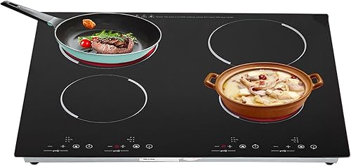 Estufa eléctrica de 4 quemadores de 110 V, encimera eléctrica de 24 pulgadas y encimera integrada con 9 niveles de potencia, control táctil del